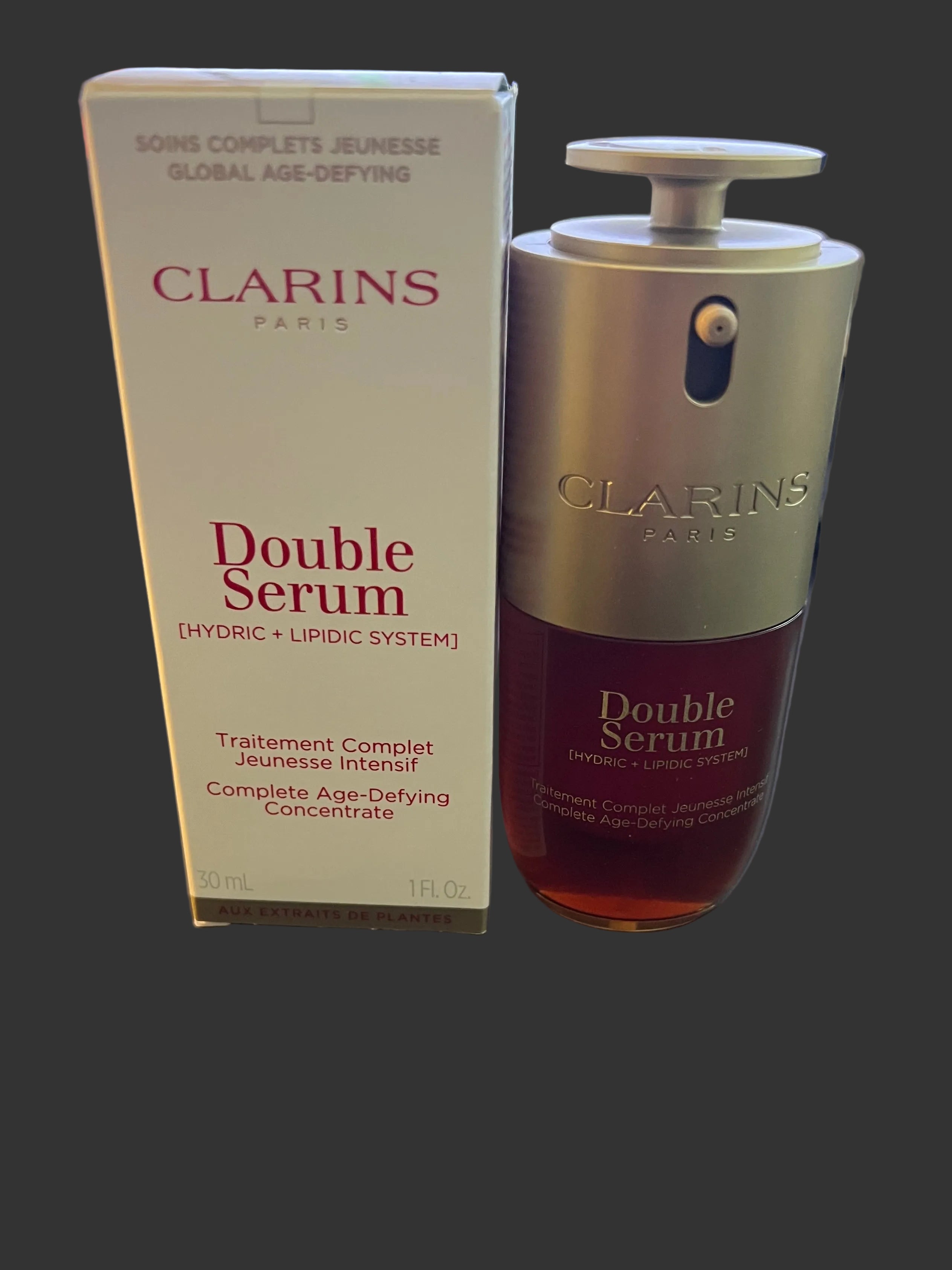Clarins DOUBLE SERUM Anti Aging Face Serum Visibly Firms 1 oz