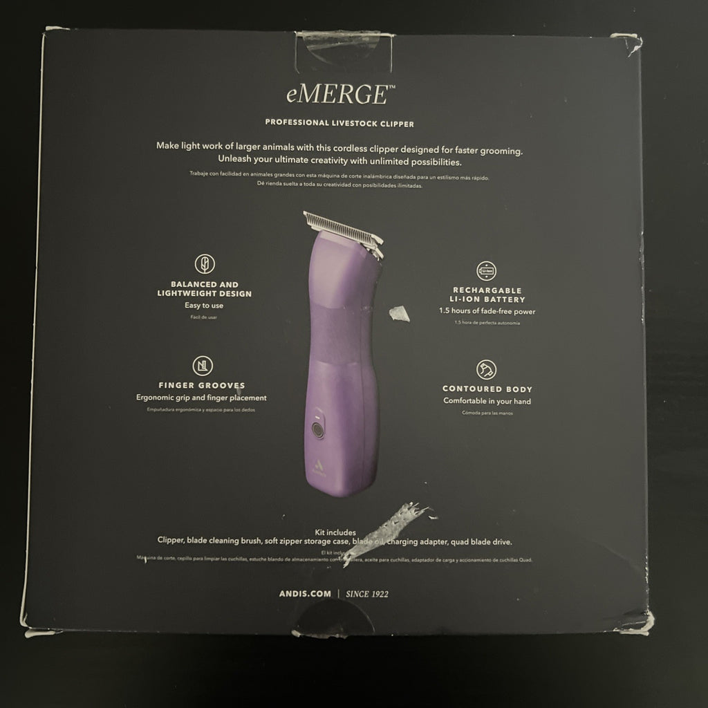 Andis eMERGE Detachable Blade Cord/Cordless Clipper with T-84 Purple1