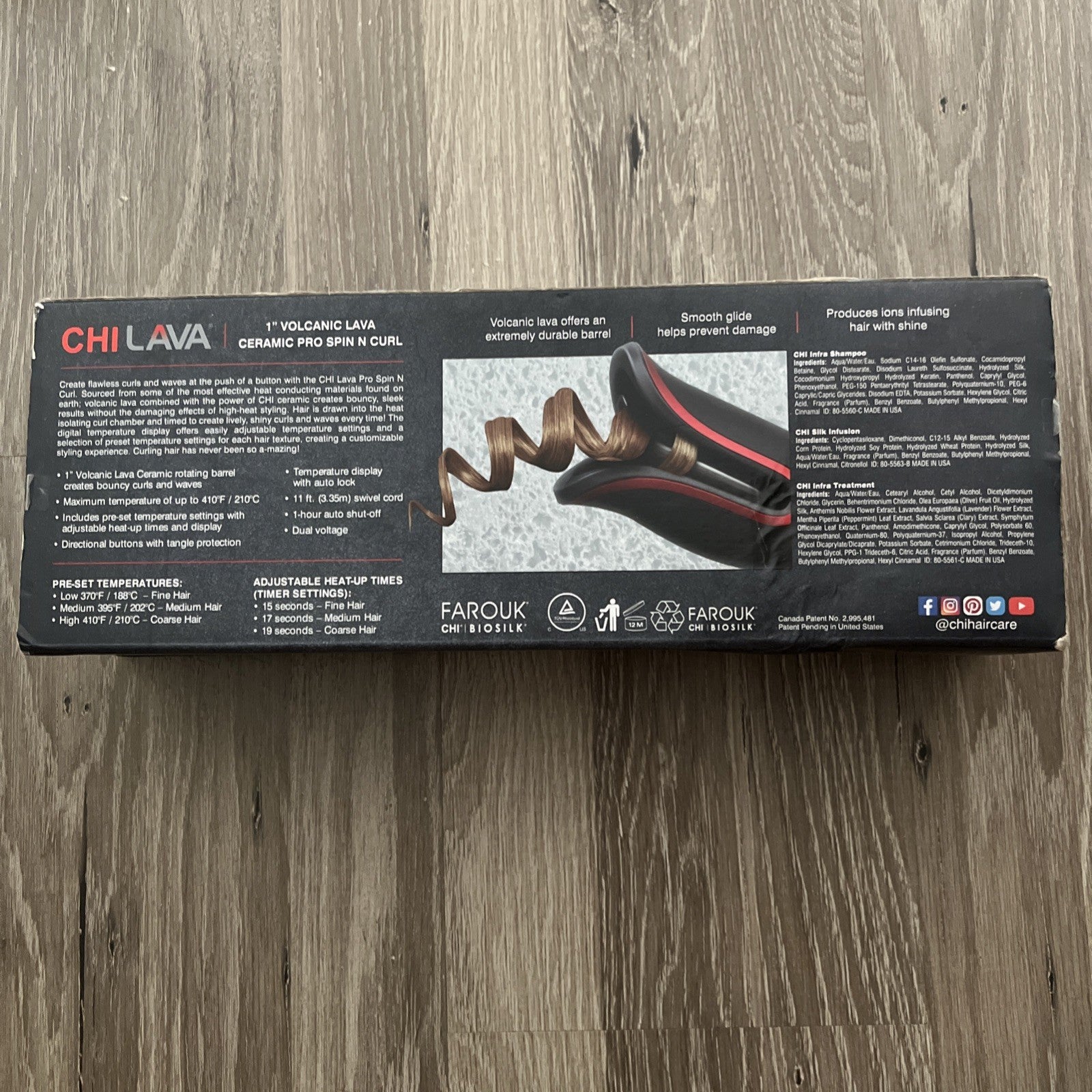 CHI Lava 1"  Volcanic Lava Ceramic Pro Spin N Curl Hair Curler  Travel Set  New2