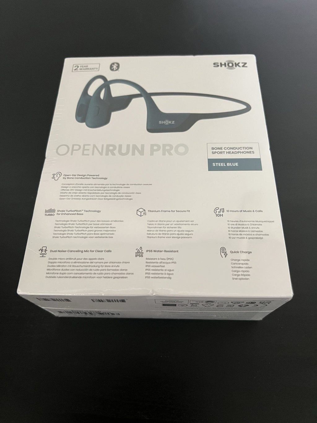 Shokz - OpenRun Pro Premium Bone Conduction Open-Ear Sport, S810 Steel Blue1