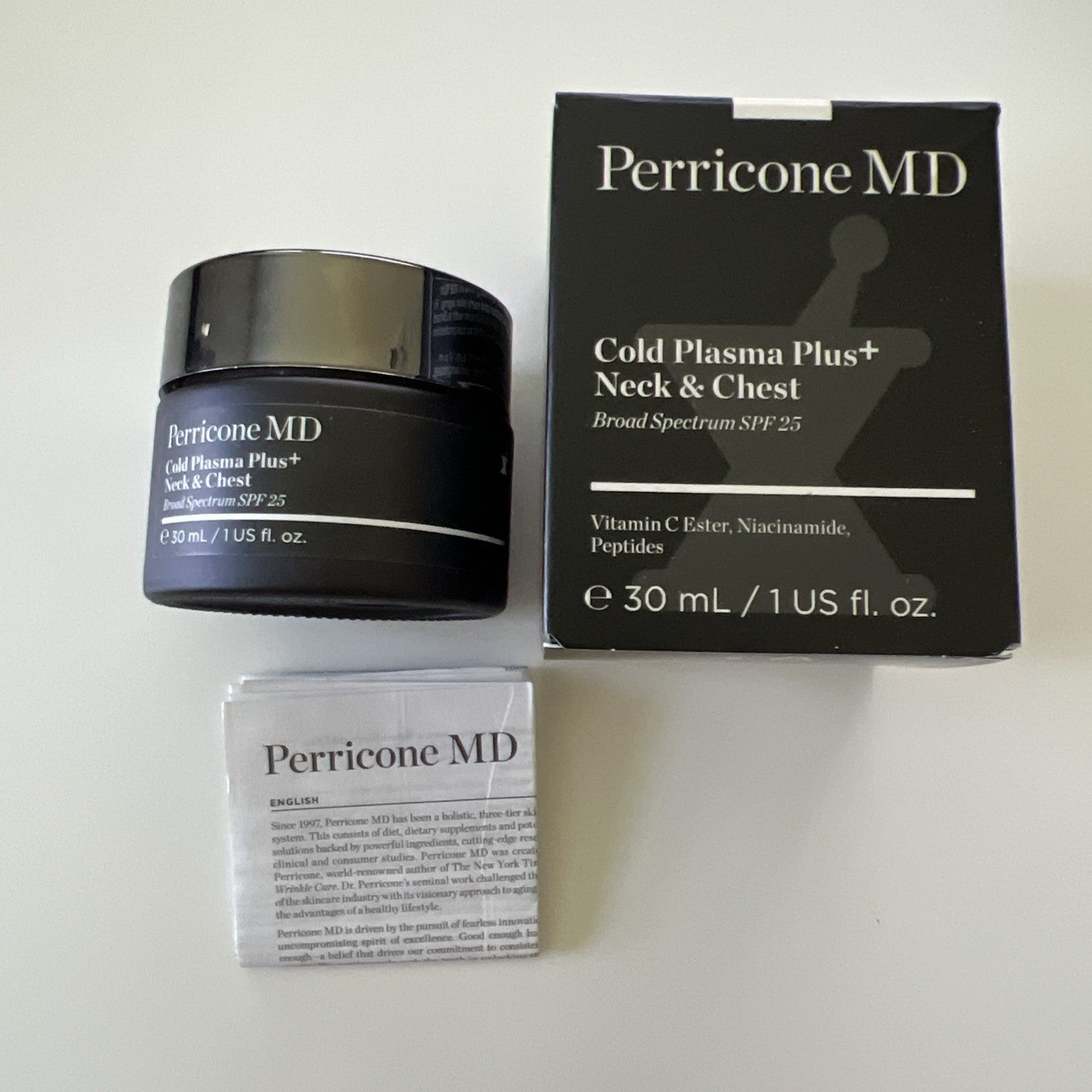 Perricone MD SPF 25 Cold Plasma Plus Neck & Chest Broad 30 ml/1 Fl Oz Exp 08/264
