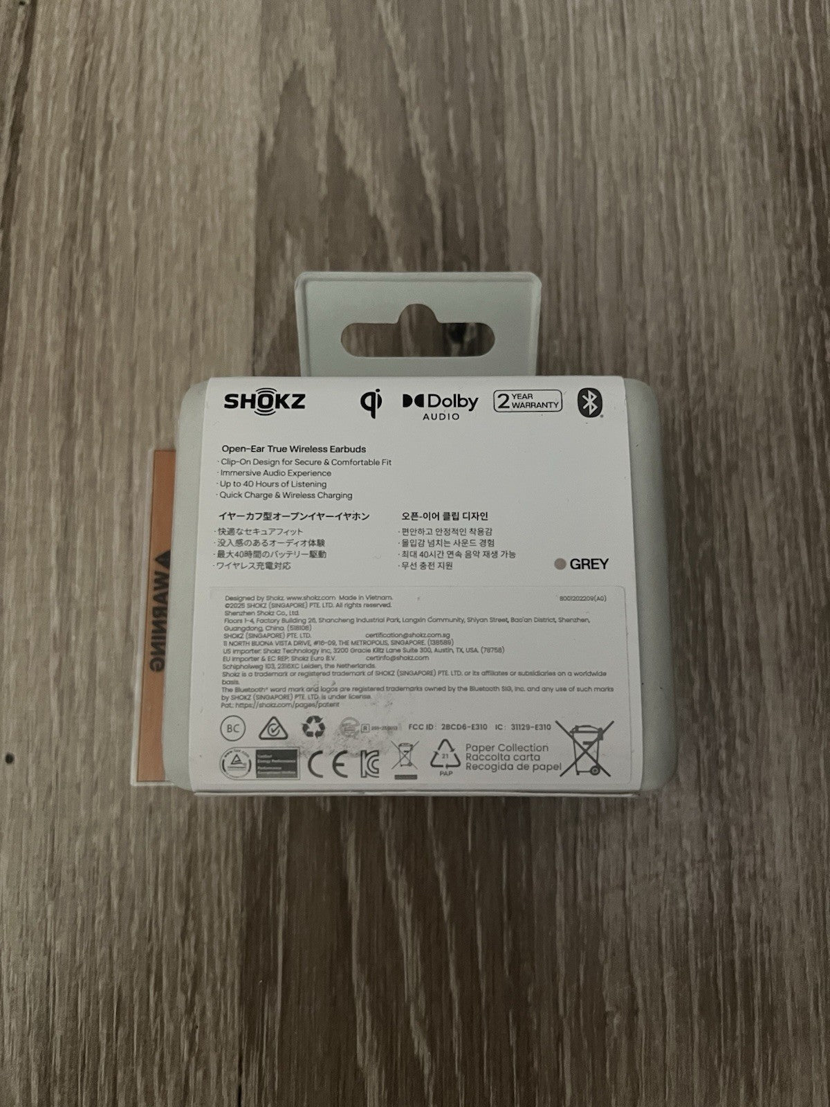Shokz E310 OpenDots ONE Open-Ear True Wireless Gray Dolby Audio, IP54, NEW1