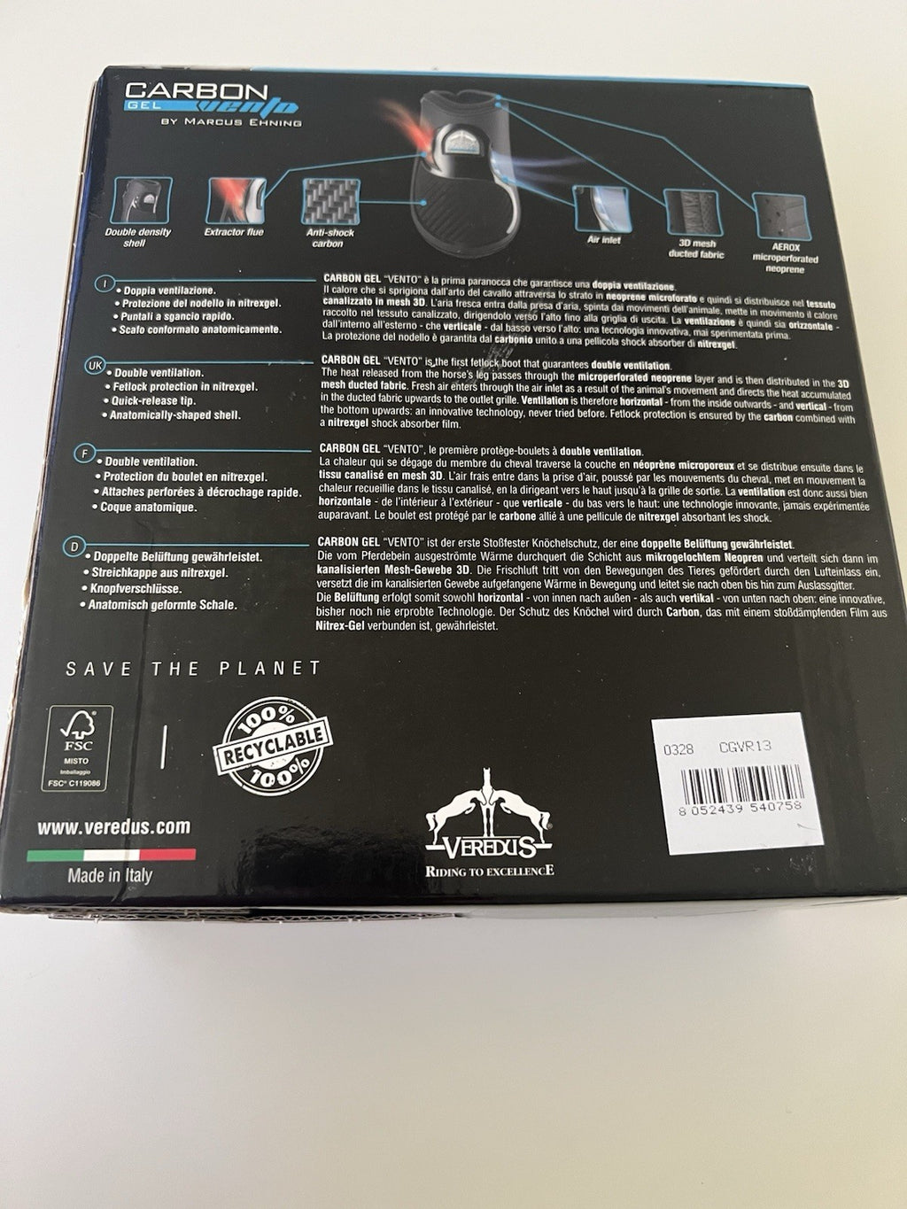 Veredus Carbon Gel Vento Rear Color Black Size Large New3