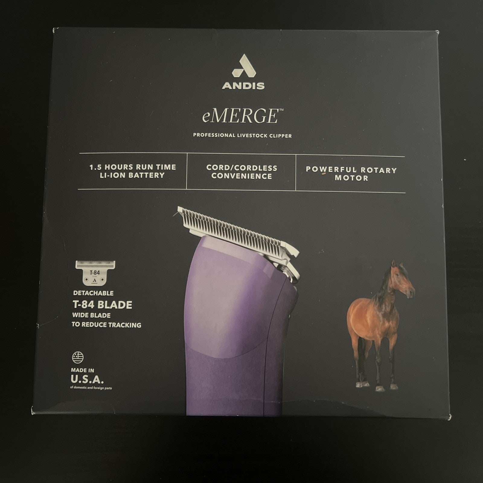Andis eMERGE Detachable Blade Cord/Cordless Clipper with T-84 Purple0