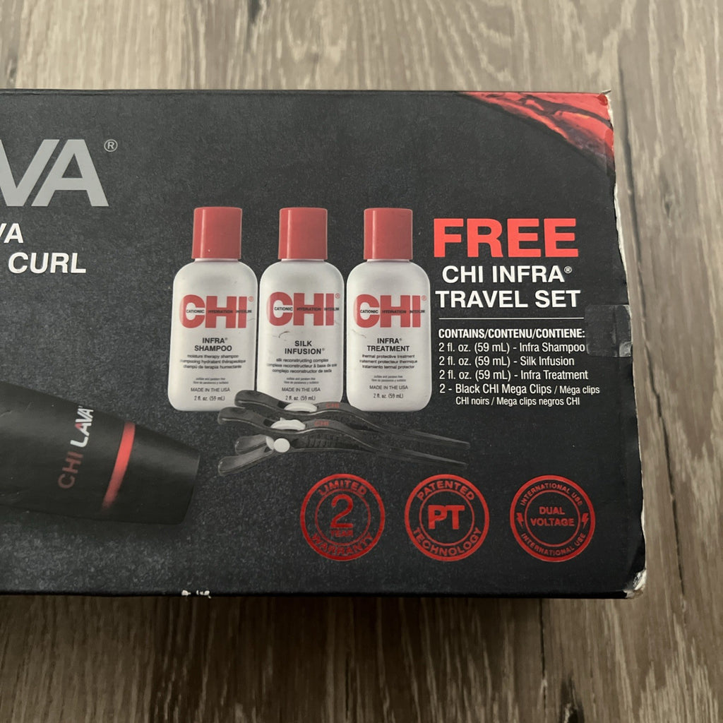 CHI Lava 1"  Volcanic Lava Ceramic Pro Spin N Curl Hair Curler  Travel Set  New1