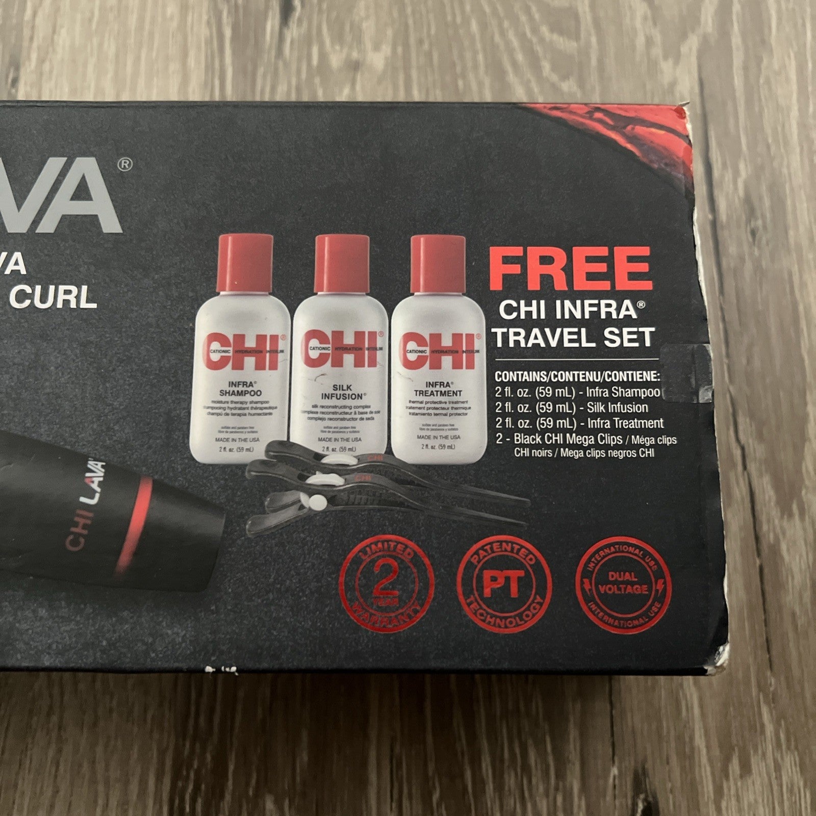 CHI Lava 1"  Volcanic Lava Ceramic Pro Spin N Curl Hair Curler  Travel Set  New1