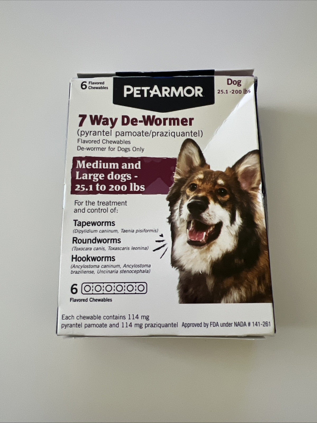 7 Way De-Wormer for Dogs, Oral Treatment Tapeworm, Roundworm & Hookworm Ex 2027+0