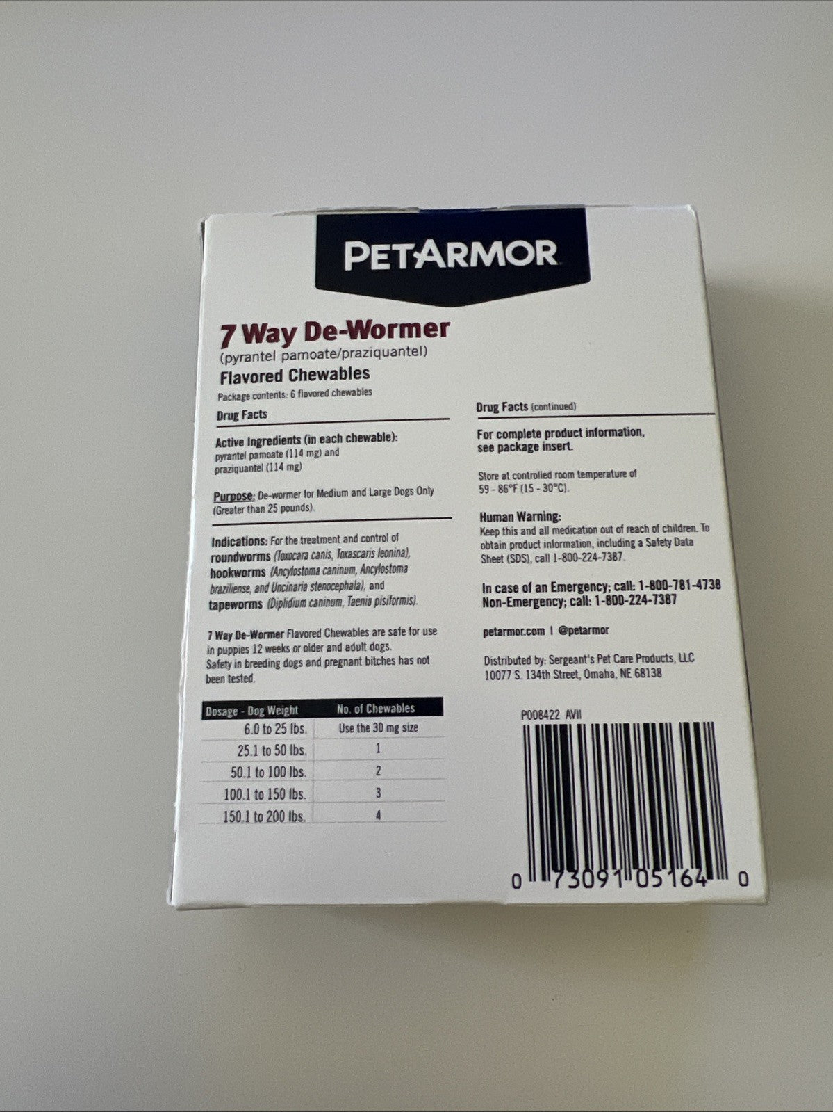 7 Way De-Wormer for Dogs, Oral Treatment Tapeworm, Roundworm & Hookworm Ex 2027+1
