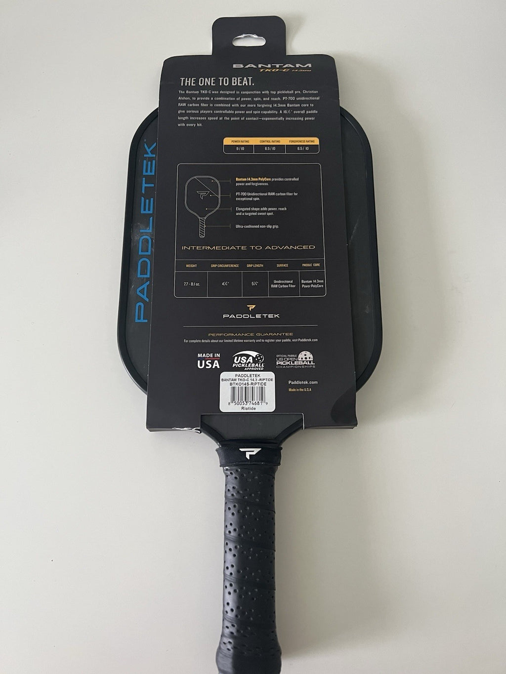 Paddletek Bantam TKO-C 14.3mm Pickleball Paddle Raw Carbon Christian Alshon Blue1