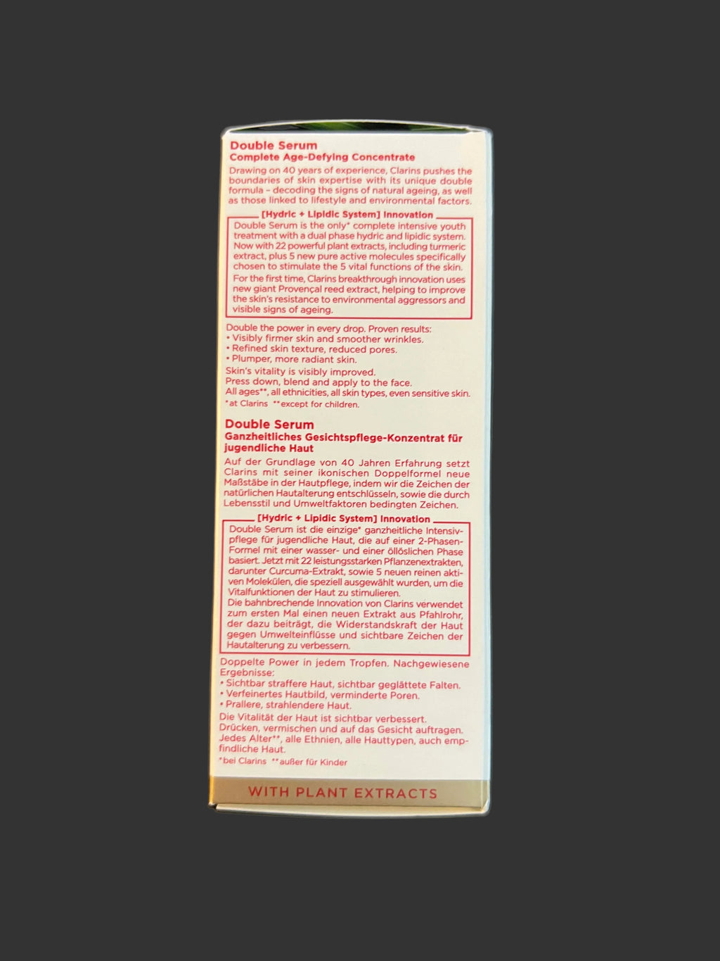 Clarins DOUBLE SERUM Anti Aging Face Serum Visibly Firms 1 oz