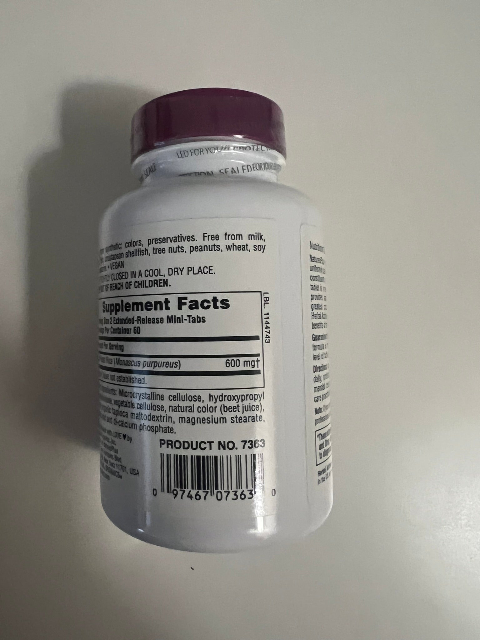 Natures Plus Red Yeast Rice 600 mg  120 mini tabs exp 08/2028