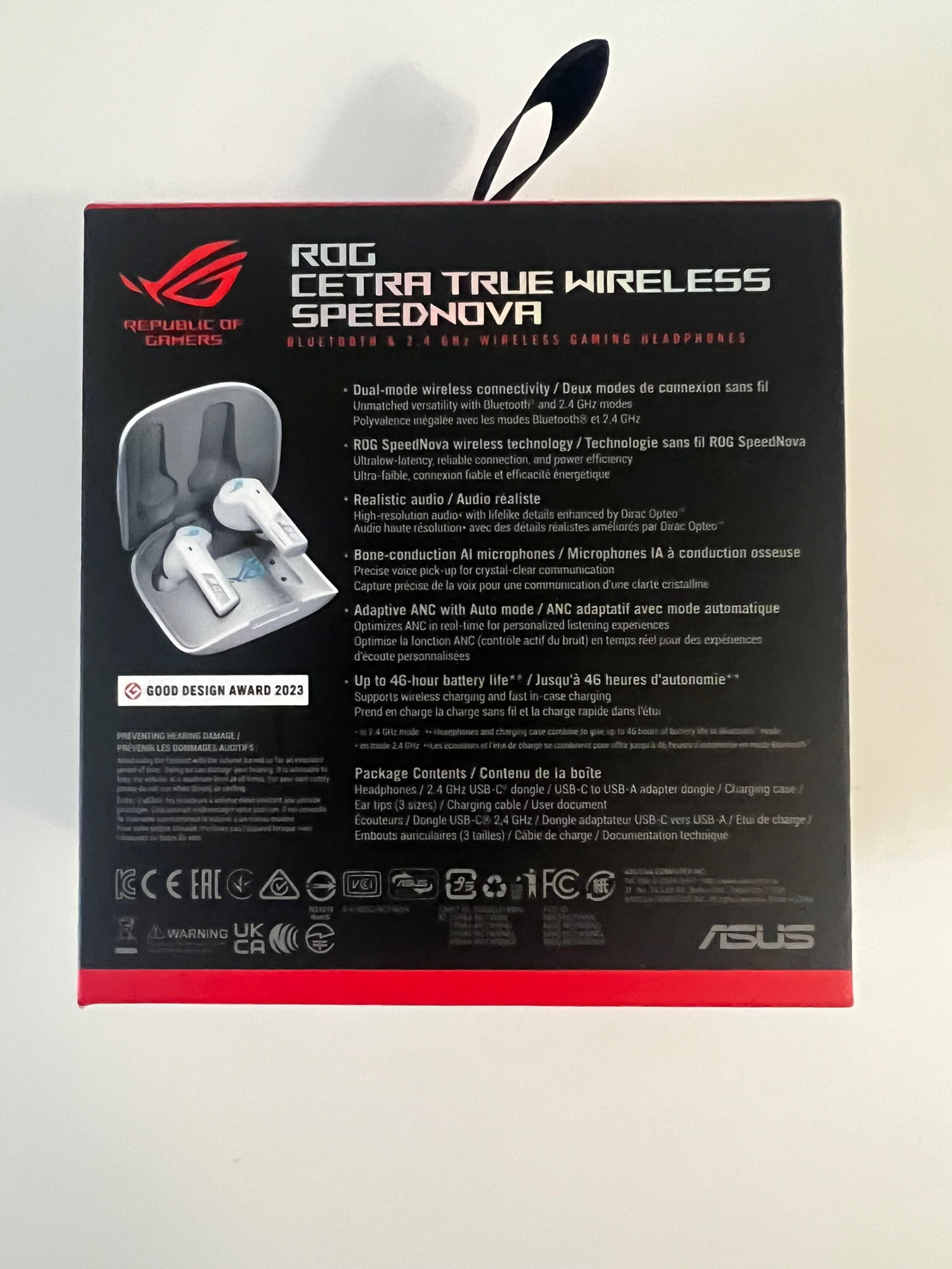 ASUS ROG Cetra True Wireless SpeedNova Gaming Earbuds WHITE